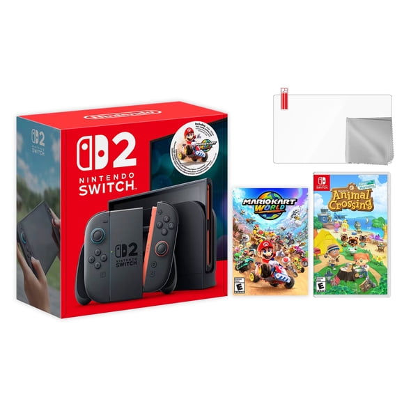 Nintendo Switch 2 Mario Kart World Bundle 256GB 7.9-Inch 1080P Screen, Joy-Con 2 with Mouse Sensor, Dock, with Animal Crossing: New Horizons And Microfiber Cleaning Cloth & Screen Protector