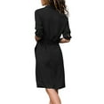 thumbnail image 3 of Women 3/4 Sleeve Shirt Dress Ladies Casual Lapel Neck Button Belt Lace Up Sun Dress V Neck Solid Color Dresses, 3 of 3