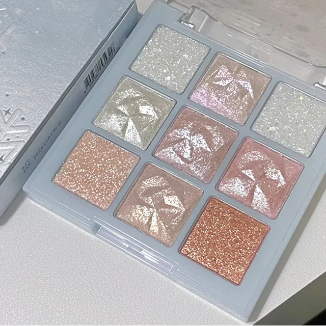 Paleta de sombra de ojos con purpurina de 9 colores, resistente al agua, polarización, Flash, naranja, rosa, ilumina los ojos brillantes, cosméticos de Corea, nuevo