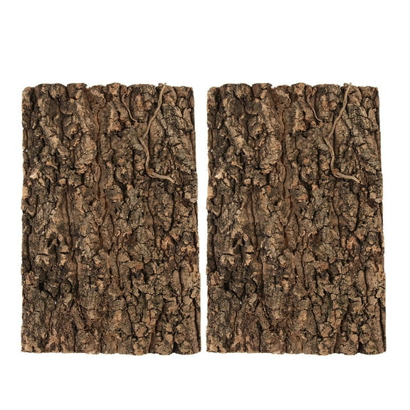 OFFIGAM Reptile Log Hide Set, 2 Pieces Brown Tree Bark Decor for Lizard Enclosure, Terrarium Background Hideout