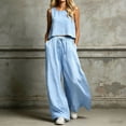 thumbnail image 2 of Two Piece Sets for Women Summer Outfits Round-Neck Sleeveless and Long Pants Casual 2PC Sets, 2 of 5
