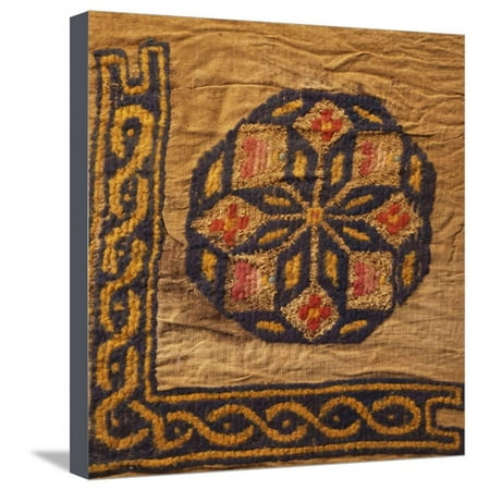 - A Coptic Textile Fragment Containing a Medallion with a Corner Border Stretched Canvas Print Wall Art