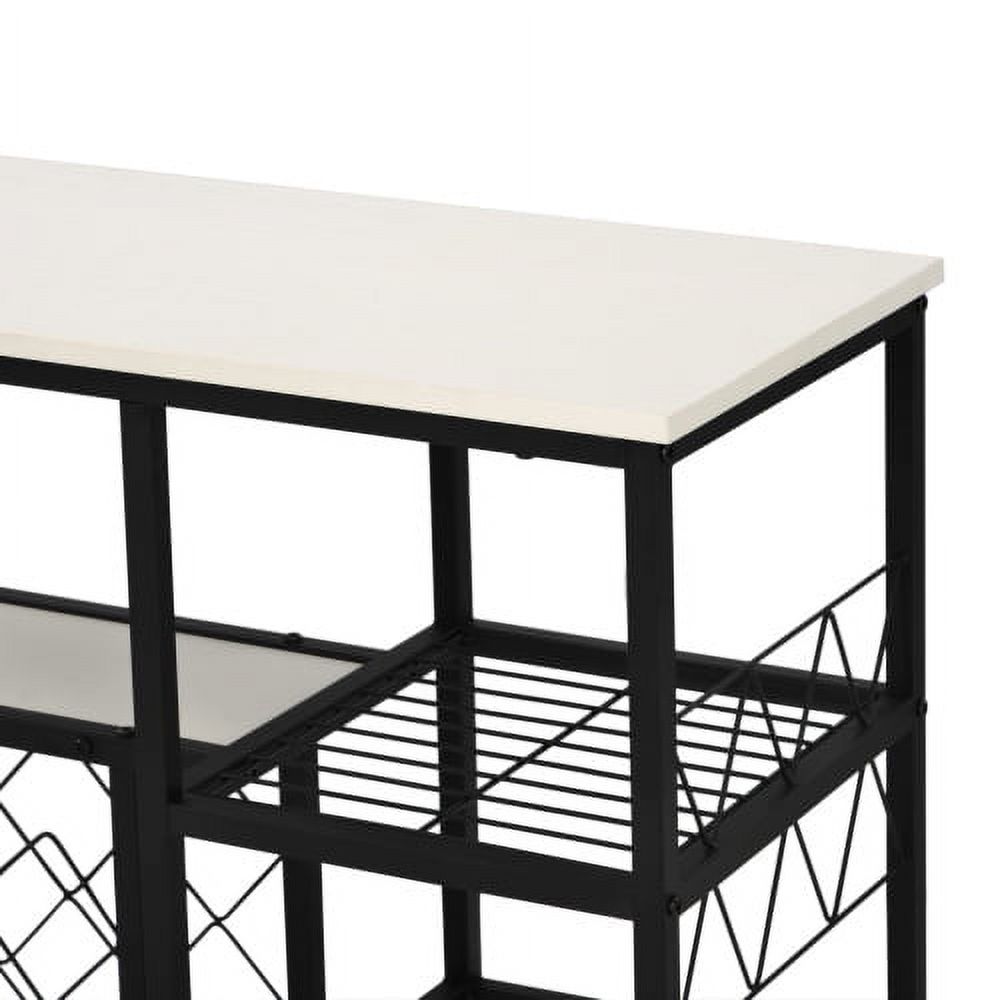 Aukfa Metal Wine Rack Table with Glass Holder Freestanding Wine Bar Cabinet for Kitchen-White