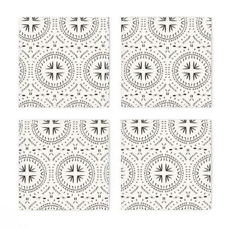 

Linen Cotton Canvas Cocktail Napkins (Set of 4) - Mandala Tile Light Simple Line Geo Geometric Dot Sun Tribal Mud Cloth Dots Ethnic Lines Print Cloth Cocktail Napkins by Spoonflower