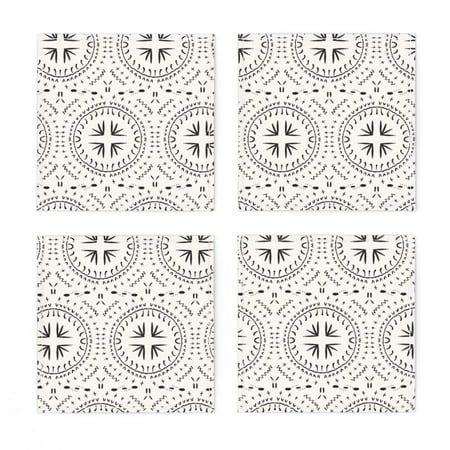 

Linen Cotton Canvas Cocktail Napkins (Set of 4) - Mandala Tile Light Simple Line Geo Geometric Dot Sun Tribal Mud Cloth Dots Ethnic Lines Print Cloth Cocktail Napkins by Spoonflower