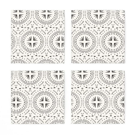 

Linen Cotton Canvas Cocktail Napkins (Set of 4) - Mandala Tile Light Simple Line Geo Geometric Dot Sun Tribal Mud Cloth Dots Ethnic Lines Print Cloth Cocktail Napkins by Spoonflower