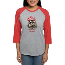 CafePress - Here's My Heart Cute Raccoon B Long Sleeve T Shirt - Womens Baseball Tee