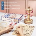 thumbnail image 6 of ROBOTIME 3D Puzzles for Adults Electric Wooden Music Box 184pcs DIY Model Building Kit with LED Lights for Adults Kids (Parachute Tower), 6 of 6