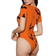 thumbnail image 2 of Saiise Pyjama à Motif de Chauves-Souris d'Halloween pour Femmes, Grenouillère à Manches Courtes, Col Rond, Justaucorps Extensible avec Fermeture à Pression-Moyen, 2 of 7