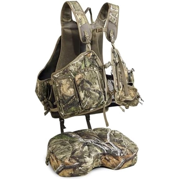 Turkey Vest for Hunting with Seat, Turkey Hunting Vest with Game Pouch, for Men Women Camo