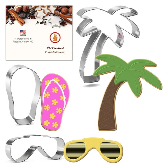 Summer Beach Cookie Cutter Set 3 Pc - Foose Cookie Cutters - USA Tin Plated Steel