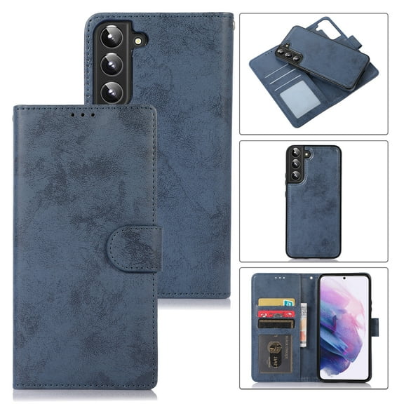 Galaxy S22+ Case - TECH CIRCLE [Detachable Magnetic Back Cover] Protective Synthetic Leather Flip Wallet Case with Card Holders for Samsung Galaxy S22 Plus (6.6 Inch) 2022 Release, Dark Blue