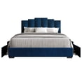 thumbnail image 3 of Home Design Yuma Queen Upholstered Storage Platform Bed Frame with Stepped Headboard Design and Four Under-Drawers, Blue, Easy Assembly, 3 of 5