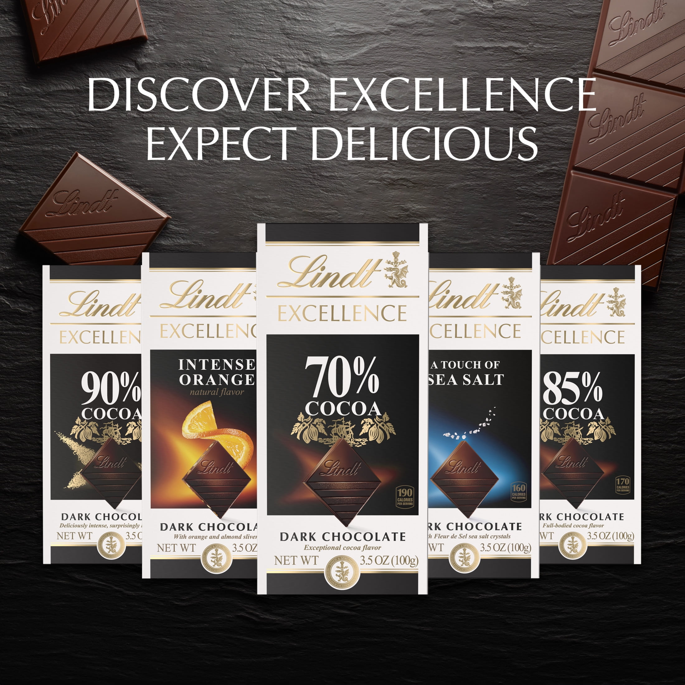 Lindt Excellence 90% Cocoa Dark Chocolate Candy Bar, 3.5 oz