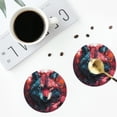 thumbnail image 4 of Vsdgher Dessous de Verre en Cuir Imprimé Tête de Loup Rouge pour Boissons, Ensemble de 4 sous-Verres Durables pour Protection de Table, Décoration Intérieure Luxueuse et Cadeau de Pendaison de Crémaillère - Forme Ronde, 4 of 6
