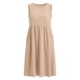 thumbnail image 6 of Women Plus Dresses Summer Solid Casual Round-Neck Sleeveless Beach Tank Sundress With Pocket, 6 of 10