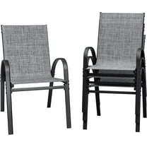CRXX Patio Chairs Stackable Dining Chairs Set of 4 Metal and Teslin Outdoor Chairs for Lawn Deck Balcony Porch (Grey)