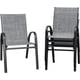 thumbnail image 1 of ZYPPPA Patio Chairs Stackable Dining Chairs Set of 4 Metal and Teslin Outdoor Chairs for Lawn Deck Balcony Porch (Grey), 1 of 8