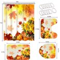 thumbnail image 5 of FRAMICS Fall Maple Leaves Bathroom Sets, 16-Piece Sunflower Pumpkin Shower Curtain Sets with Rugs, Thanksgiving Waterproof Fabric Bathroom Curtain Decor with Hooks, 5 of 10