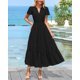 thumbnail image 2 of Vestido PRETTYGARDEN para mujer, midi, casual, cuello en V, verano, con bolsillos, 2 of 6