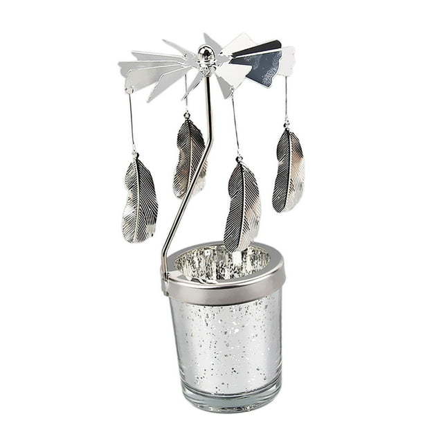 Portavelas giratorio elegante, portavelas de té, candelabro, portavelas de luz de té para Navidad, escritorio, decoración del banquete de boda Hojas Macarena Candelabro giratorio