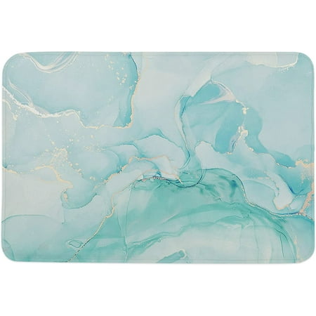 

Marble Texture Indoor Door Mat Anti-Skid Memory Foam Floor Mat Absorbent Entrance Rug Easy Clean Washable Doormat for Entryway Patio Front Door Simple Aqua Gradient Phnom Penh 24x16 Inch