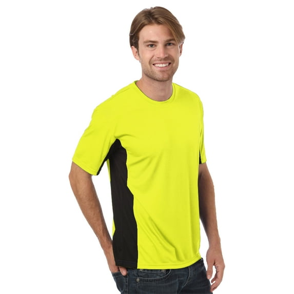 BlueGeneration Men's Colorblock Wicking Tee - Optic Yellow 4 Extra Large Solid