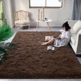 thumbnail image 3 of Alfombra DweIke 183x274 cm, suave peluche marrón oscuro antideslizante, 3 of 8