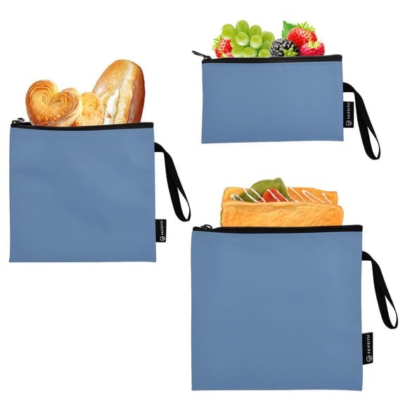 Dailycode Reusable Ziploc Bags Leakproof Sandwich Snack Freezer Bags Sea Blue 3 pack