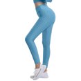 thumbnail image 4 of Women High Waisted Workout Yoga Pants Butt Lifting Scrunch Booty Leggings Tummy Control Anti Cellulite Textured Tights Blue XL, 4 of 5