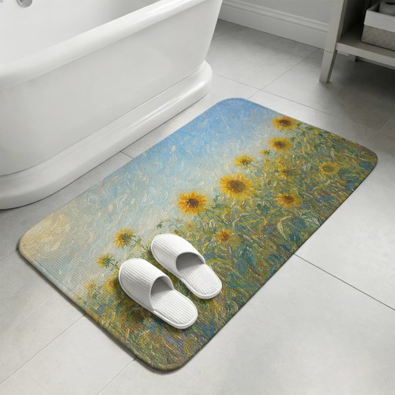 Door Mat 31.5"x47.2", Sunflower Field Non Slip Backing & Low Profile Area Rugs for Entryway Hallway, Absorbent Soft Floor Mat Small Carpet for Living Room Summer Sky Landscape Rustic Wilderness
