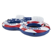 Intex American Flag Inflatable 2 Person Pool Tube Float with Cooler