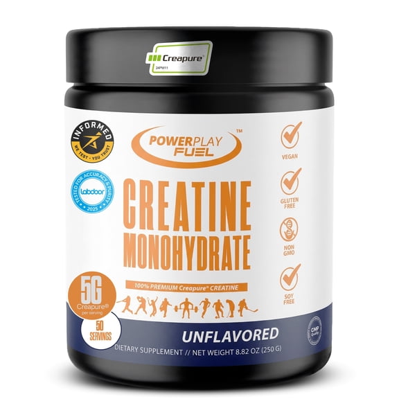 Power Play Fuel Creapure® Creatine Monohydrate Powder, Unflavored, 250g