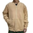 thumbnail image 2 of Hinvhai Men's Full Zipper Cardigan Casual Stand Collar Cardigan Sweater Ribbed Knit Long Sleeve Sweater Khaki 18(XXXXXL), 2 of 4