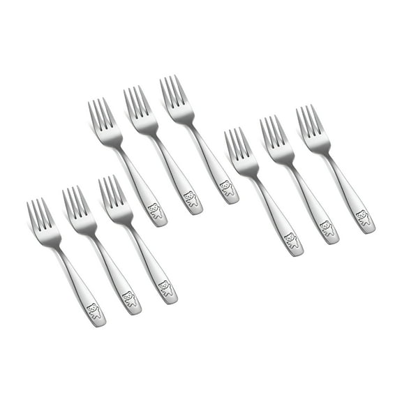 ACDANC 9 Pieces Toddler Forks,Kids Forks,Stainless Steel Children's Safe Flatware,Metal Baby Utensils Set,Small Forks for Self Feeding,Dishwasher Safe