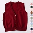 thumbnail image 1 of Économies d'Automne et d'Hiver! SYVGVA Cardigan Sans Manches à Capuche pour Enfants de 12 à 16 Ans, Rouge Melon D\'eau, S, 1 of 5