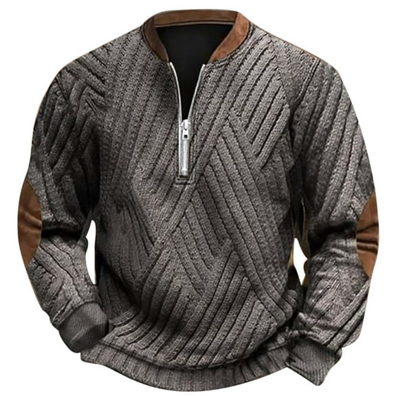 XIAOCHA Knit Sweatshirt For Men's Half Zip Collared Pullover Sweatshirt Fall Winter Vintage Casual Hoodies