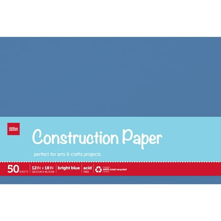 UPC: 0735854736132 | Office Depot® Brand Construction Paper  12  x 18   100% Recycled  Bright Blue  Pack Of 50 Sheets