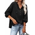thumbnail image 1 of Sudadera con capucha para mujer, sudadera con botones, tops para adolescentes, jersey informal de manga larga de gran tamaño (negro), 1 of 6