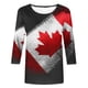 thumbnail image 4 of Fiudx Camisas para Mujer Moda Mujer Canadá Impresión Cuello Redondo Manga 3/4 Camiseta Jersey Blusa Superior, 4 of 5