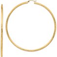 thumbnail image 1 of 14K Yellow Gold Lightweight 3mm Diamond-Cut Hoop Earrings (91.8 X 89) Made In Peru tc1015, 1 of 5