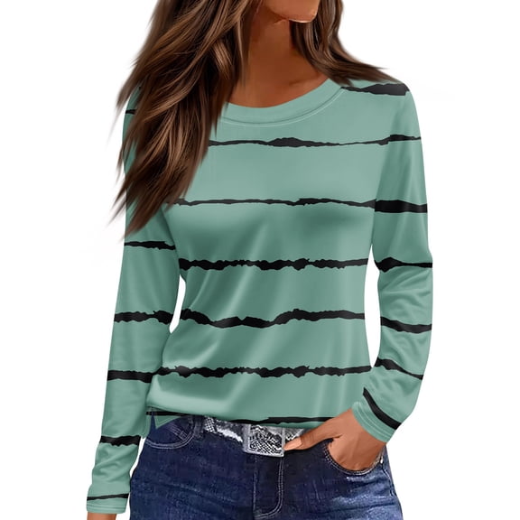 Lumtrix Women Side Split Sweatshirt Fall Crewneck Long Sleeve Shirts Casual Print Pullover Tops Fashion Loose Tunic Green 2XL