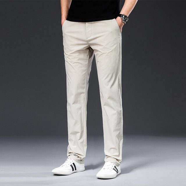 OmicGot New Arrival Men's Pant Breathable Solid Color Mid Straight Loose Men Trousers Plus Size 42