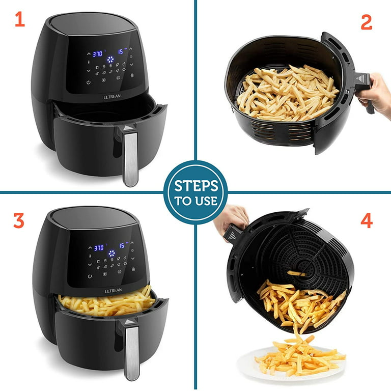 Ultrean Air Fryer, Electric Hot Air Fryers Oven Cooker with Deluxe Temperature and Time Knob, 4.5 Quart Non-Stick Basket