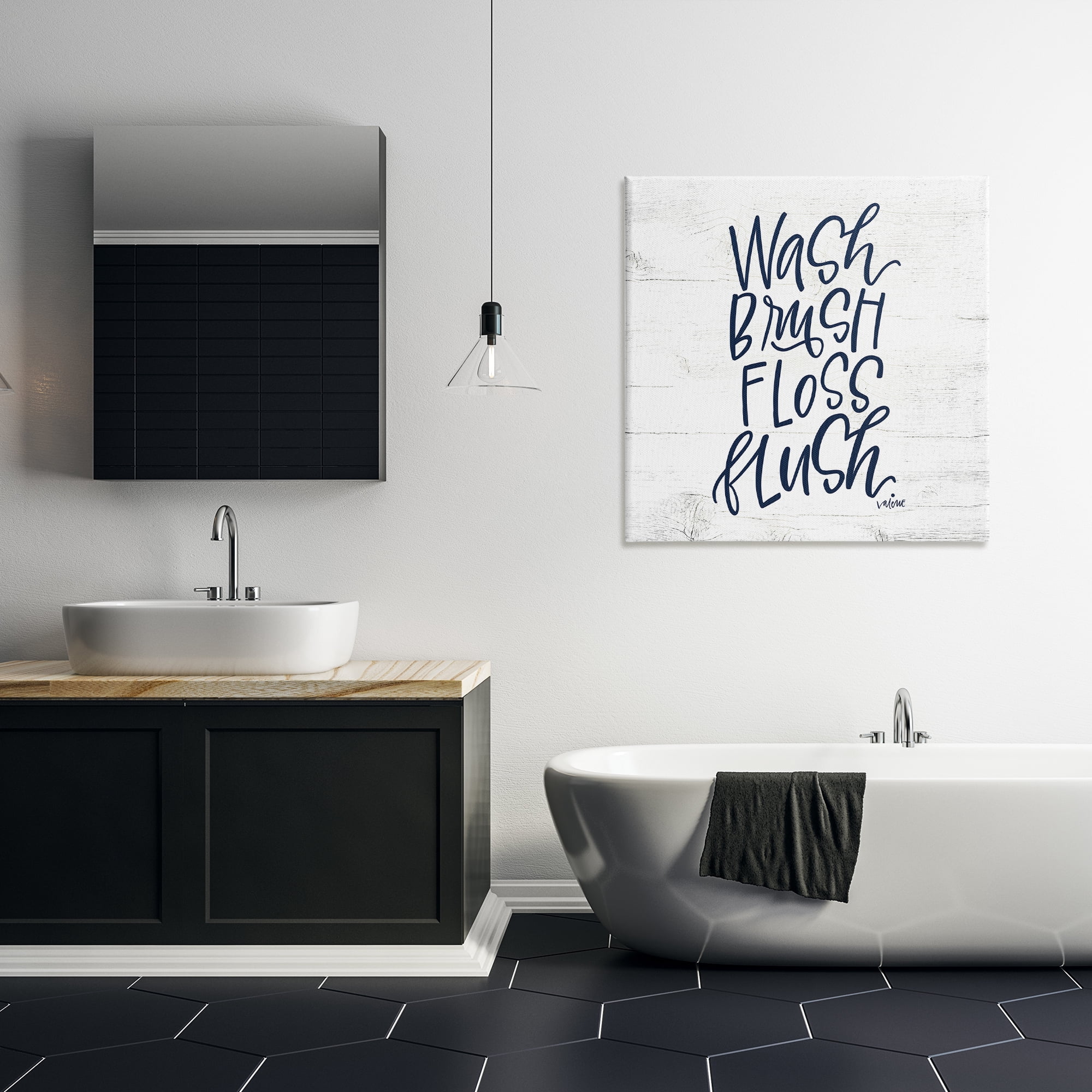 Stupell Industries Rustic Bathroom Rules Typography Painting Gallery Wrapped Canvas Art Print Wall Art, 30 x 30