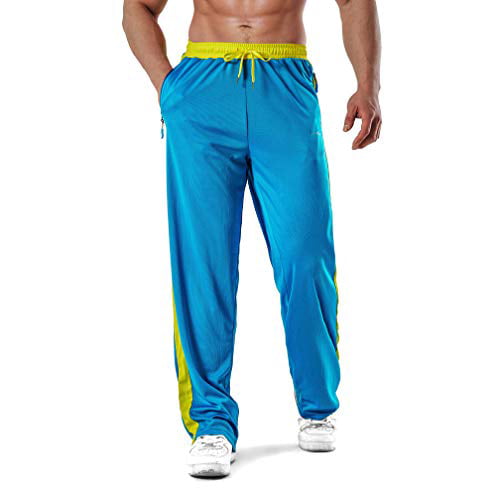 Muscle Alive Mens Baggy Bodybuilding Pants Mesh Quick Dry Polyester Lightweight