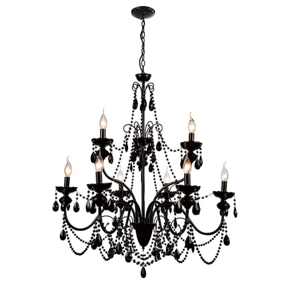 CWI Lighting Keen9 Light Up Contemporary Metal Chandelier in Black