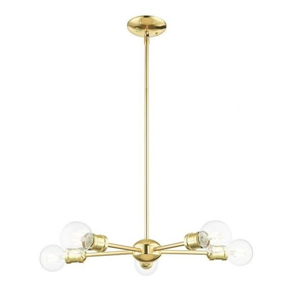 Mid Century Scandinavian Industrial Five Light Chandelier-Polished Brass Finish Bailey Street Home 218-Bel-4188624