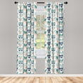 thumbnail image 4 of Ambesonne Garden Window Curtains, Botanical Motifs in Pots Art, Each 28" W x 84" L, Cadet Blue Pale Peach, 4 of 4