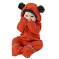 thumbnail image 2 of Baby Fluffy Cute Design Cartoon Animal Romper Hooded Cute Baby Boy Outfits for Girls 0-3 Months, 2 of 4